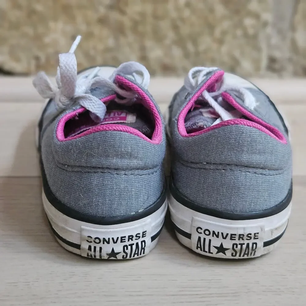 Converse All Star Chuck Taylor Low Top Heathered Grey Pink Sneakers Girls 11